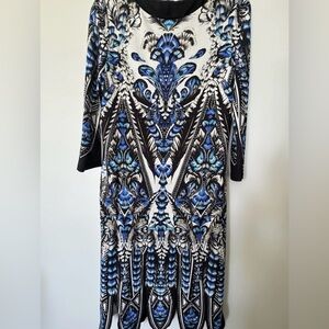 ROBERTO CAVALLI Blue and Black Patterned Women's dress, unique print, size large